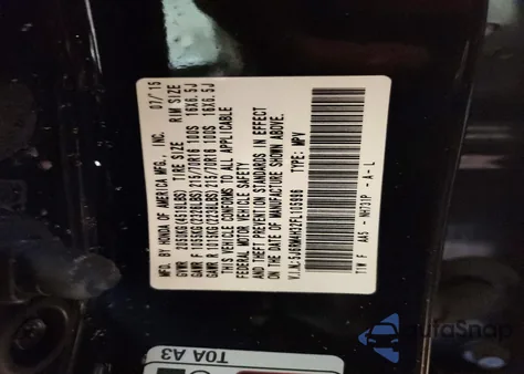 2015 Honda Cr-V Lx из США, поврежденный, VIN 5J6RM4H32FL105996